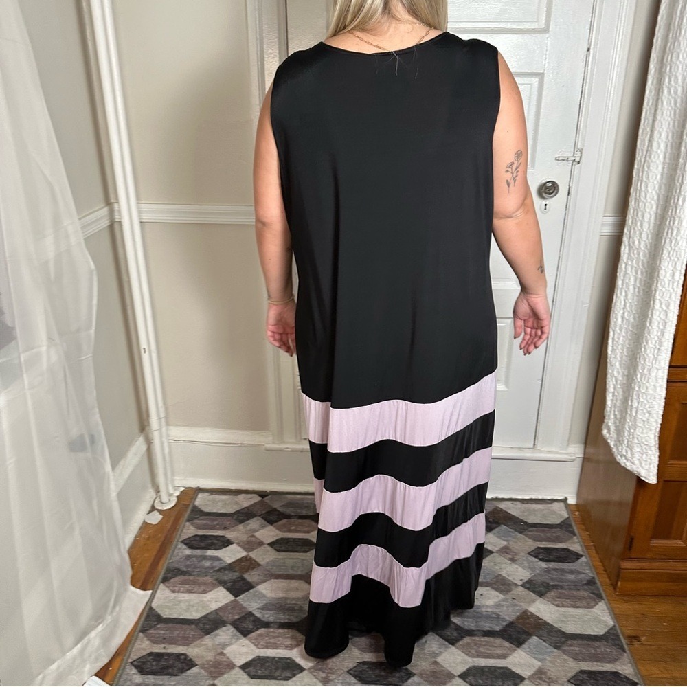 Dora Landa Maxi Dress Black & Pink‎ Boho Fairy Grunge Flowy Drapes Neck Casual - Picture 10 of 15